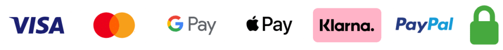 Paiement sécurisé : Visa, Mastercard, Google Pay, Apple Pay, Klarna, PayPal